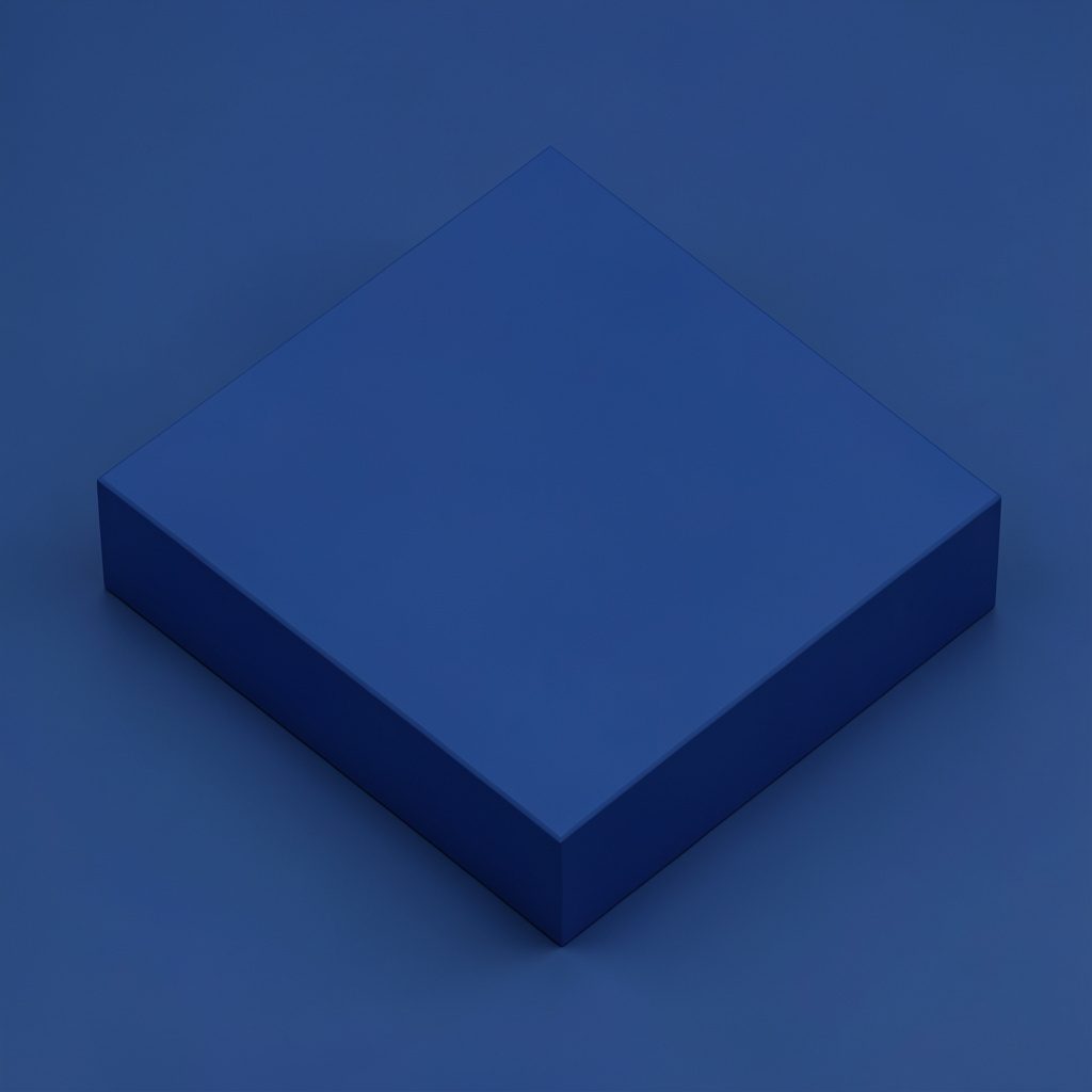 Isometric 3D render of abstract navy and teal geometric waves overlapping with soft glowing highlights