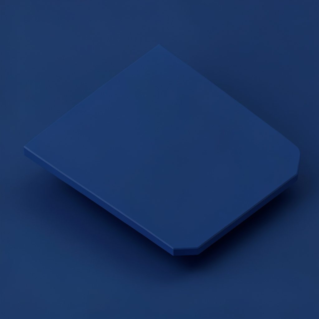 Isometric 3D render of a shield badge with crossed hearts in deep blue and silver on a light gradient background